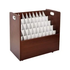 AdirOffice 50-Slot Roll File Cabinet, Mobile, Mahogany, 30", 2/Pack (626-MA-2PK) (24528532)