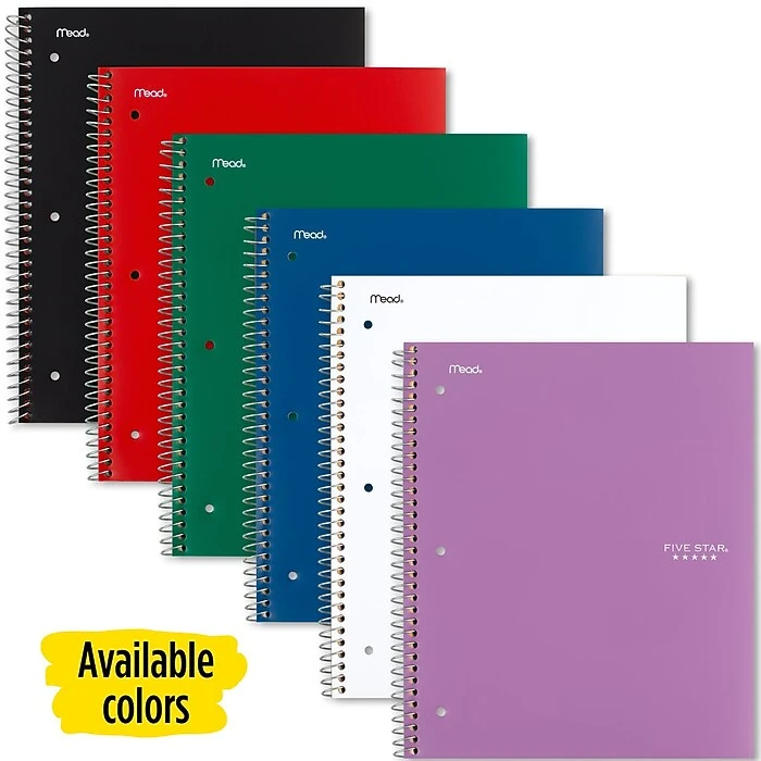 Mead Five Star 5-Subject Notebook, 8.5" X 11", College Ruled, 200 Sheets, Assorted Colors (06112/06208) 2 Mead Five Star 5-Subject Notebook, 8.5" X 11", College Ruled, 200 Sheets, Assorted Colors (06112/06208) - Image 2