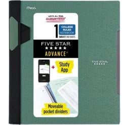 Mead Five Star 1-Subject Subject Notebook, 8.5" X 11", College Ruled, 100 Pages, Each (06322)