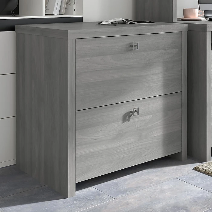 Office By Kathy Ireland® Echo 2-Drawer Lateral File Cabinet, Letter/Legal, Modern Gray, 32" (KI60402-03) 2 Office By Kathy Ireland® Echo 2-Drawer Lateral File Cabinet, Letter/Legal, Modern Gray, 32" (KI60402-03) - Image 2