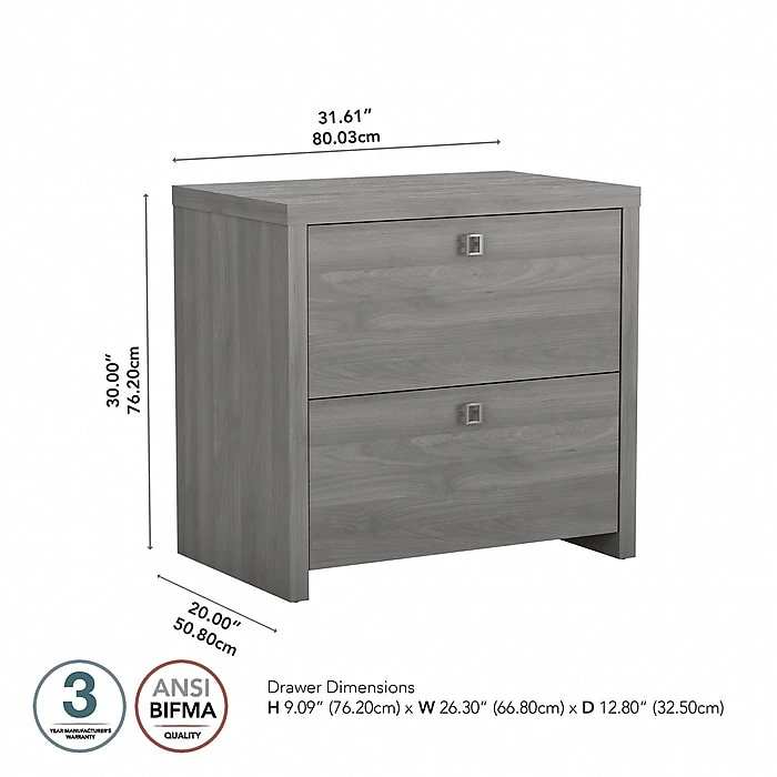 Office By Kathy Ireland® Echo 2-Drawer Lateral File Cabinet, Letter/Legal, Modern Gray, 32" (KI60402-03) 4 Office By Kathy Ireland® Echo 2-Drawer Lateral File Cabinet, Letter/Legal, Modern Gray, 32" (KI60402-03) - Image 4