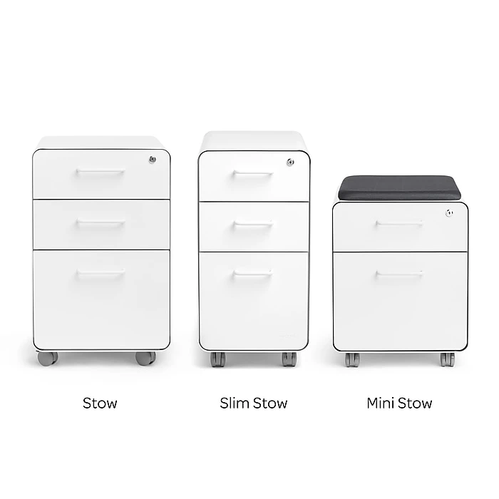 Poppin White + Light Gray Slim Stow 3-Drawer Vertical File Cabinet, Light Gray (104668) 7 Poppin White + Light Gray Slim Stow 3-Drawer Vertical File Cabinet, Light Gray (104668) - Image 7