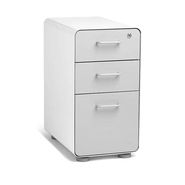 Poppin White + Light Gray Slim Stow 3-Drawer Vertical File Cabinet, Light Gray (104668) 1 Poppin White + Light Gray Slim Stow 3-Drawer Vertical File Cabinet, Light Gray (104668)
