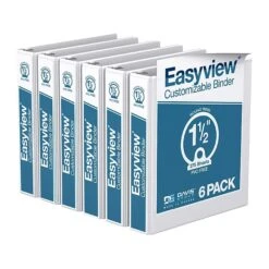 Davis Group Easyview Premium 1 1/2" 3-Ring View Binder, White, 6/Pack (8412-00-06)