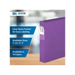 Davis Group Premium Economy 1 1/2" 3-Ring Non-View Binder, Purple, 6/Pack (2302-69-06) -Office Supplies Shop sp179266468 sc7