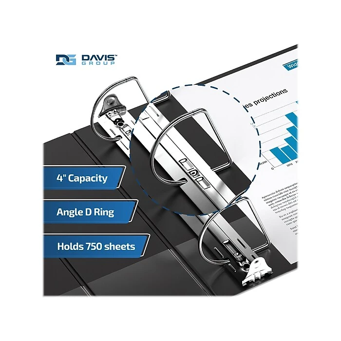 Davis Group Easyview Premium 4" 3-Ring View Binder, Black, 4/Pack (8406-01-04) 4 Davis Group Easyview Premium 4" 3-Ring View Binder, Black, 4/Pack (8406-01-04) - Image 4