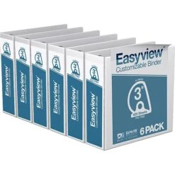 Davis Group Easyview Premium 3" 3-Ring View Binder, White, 6/Pack (8405-00-06)