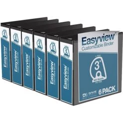 Davis Group Easyview Premium 3" 3-Ring View Binder, Black, 6/Pack (8405-01-06)