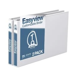 Davis Group Easyview Premium 1" 3-Ring View Binder, White, 2/Pack (8601-00-02)