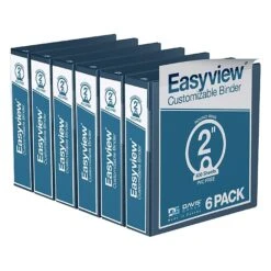 Davis Group Easyview Premium 2" 3-Ring View Binder, Navy, 6/Pack (8413-72-06)