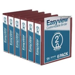 Davis Group Easyview Premium 2" 3-Ring View Binder, Burgundy, 6/Pack (8413-08-06)