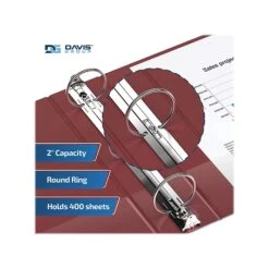 Davis Group Easyview Premium 2" 3-Ring View Binder, Burgundy, 6/Pack (8413-08-06) 10 Davis Group Easyview Premium 2" 3-Ring View Binder, Burgundy, 6/Pack (8413-08-06) -Office Supplies Shop sp179266790 sc7