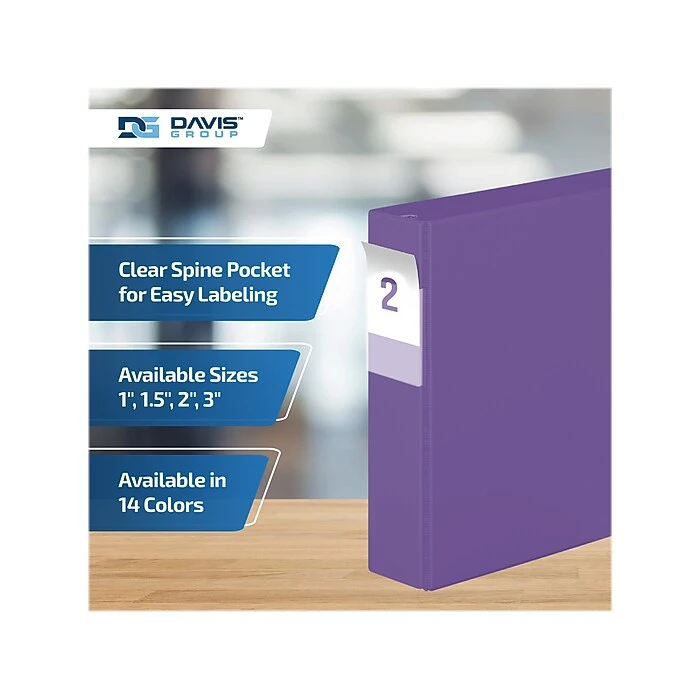 Davis Group Premium Economy 2" 3-Ring Non-View Binder, Purple, 6/Pack (2304-69-06) 7 Davis Group Premium Economy 2" 3-Ring Non-View Binder, Purple, 6/Pack (2304-69-06) - Image 7