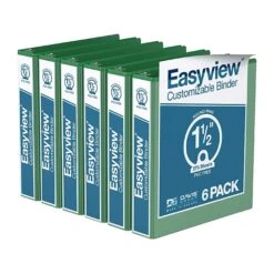 Davis Group Easyview Premium 1 1/2" 3-Ring View Binder, Green, 6/Pack (8412-04-06)