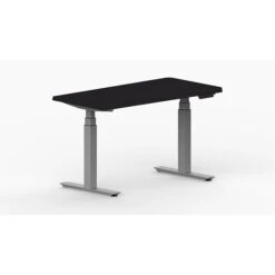LifeFlo Ergonomics Height Adjustable Desk, 60" W X 30" D X 1 1/8" Thick, Black (LFO-6030-E2-BK)