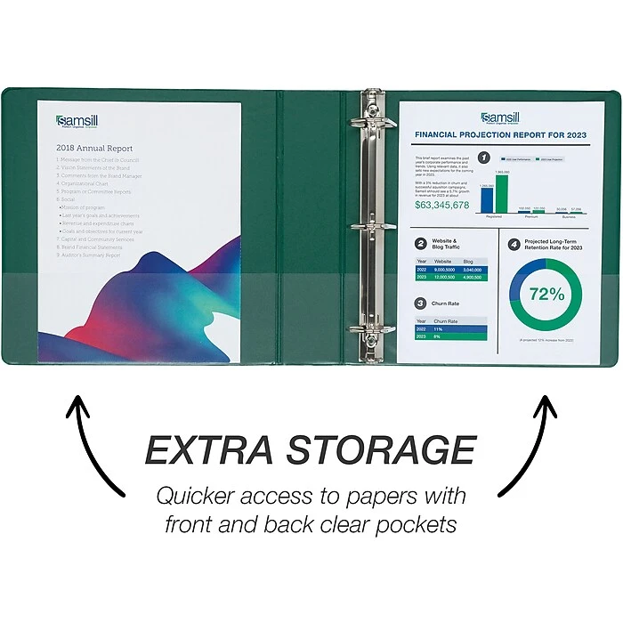 Samsill Durable View Ring Binders 3 D-Ring, Black, Blue, Red, Green, 4 Pack (MP46468) 2 Samsill Durable View Ring Binders 3 D-Ring, Black, Blue, Red, Green, 4 Pack (MP46468) - Image 2