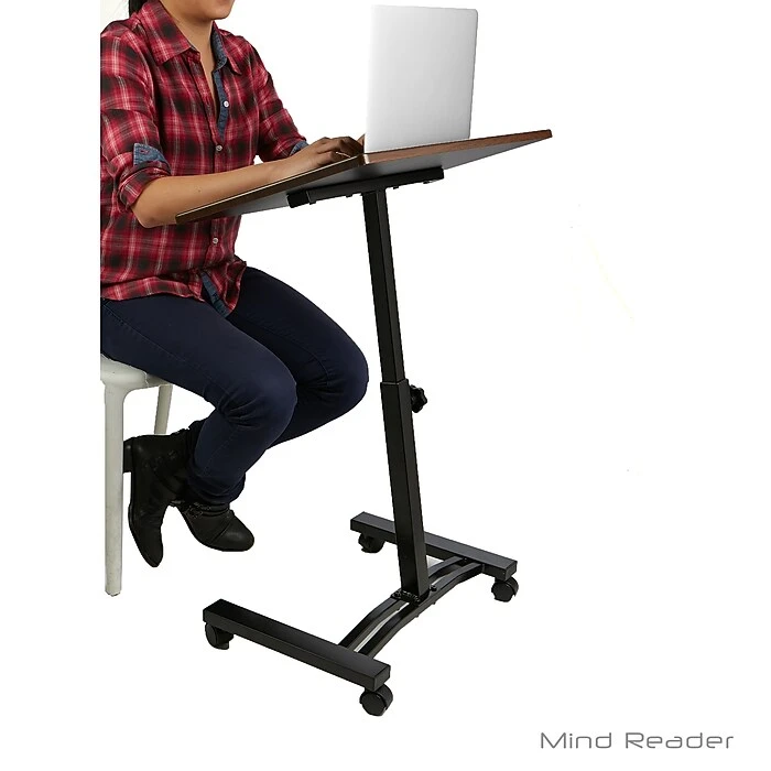 Mind Reader LTCART-BLK Adjustable Standing And Sitting Laptop Cart, Black 2 Mind Reader LTCART-BLK Adjustable Standing And Sitting Laptop Cart, Black - Image 2
