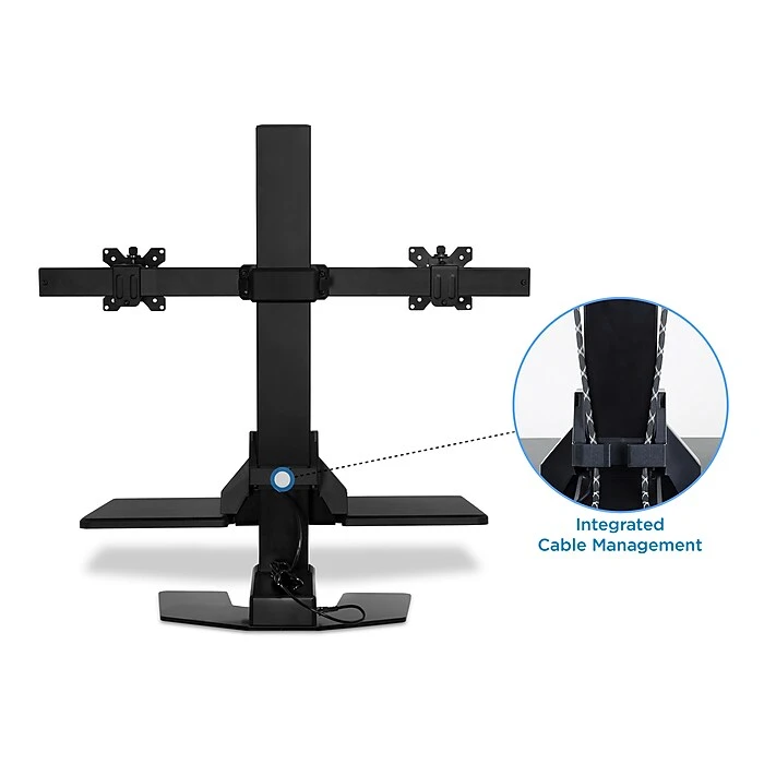 Mount-It! 1.4"-21.1" Electric Standing Desk Converter, Motorized Height Adjustable Sit Stand For Dual Monitors, Black (MI-7952) 6 Mount-It! 1.4"-21.1" Electric Standing Desk Converter, Motorized Height Adjustable Sit Stand For Dual Monitors, Black (MI-7952) - Image 6