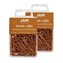 JAM Paper Small Paper Clips, Rose Gold, 2 Packs Of 100 (21832057a)