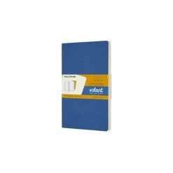 Moleskine Volant Collection Journal, Large, 5" X 8.25", Ruled Sheets, Forget Me-not Blue And Amber Yellow (620596)