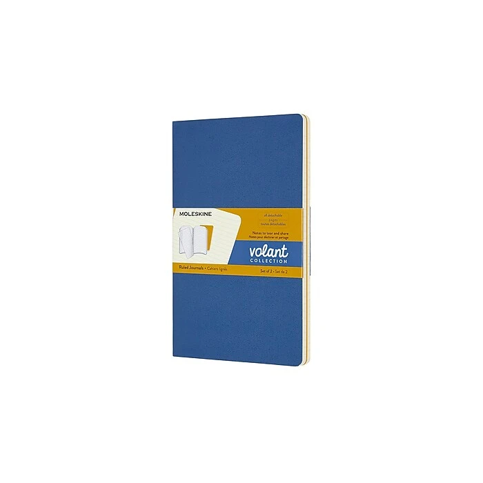 Moleskine Volant Collection Journal, Large, 5" X 8.25", Ruled Sheets, Forget Me-not Blue And Amber Yellow (620596) 1 Moleskine Volant Collection Journal, Large, 5" X 8.25", Ruled Sheets, Forget Me-not Blue And Amber Yellow (620596)