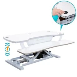 VersaDesk PowerPro 36"W Electric Sit To Stand Desktop Converter With Keyboard Tray & USB Port, White (SP7643624-00-05) -Office Supplies Shop sp35515533 sc7