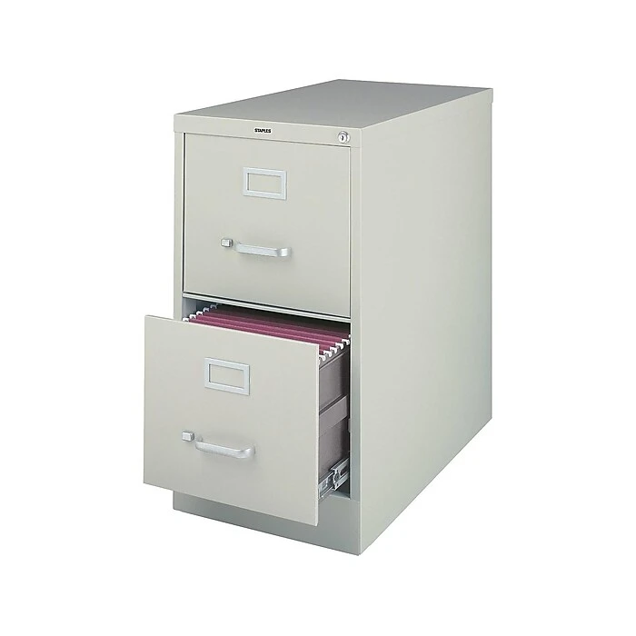 Staples 2-Drawer Vertical File Cabinet, Locking, Letter, Gray, 25"D (25156D-CC) 2 Staples 2-Drawer Vertical File Cabinet, Locking, Letter, Gray, 25"D (25156D-CC) - Image 2