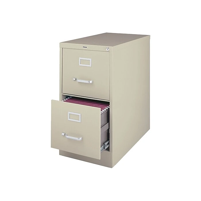 Staples 2-Drawer Vertical File Cabinet, Locking, Letter, Gray, 25"D (25156D-CC) 3 Staples 2-Drawer Vertical File Cabinet, Locking, Letter, Gray, 25"D (25156D-CC) - Image 3