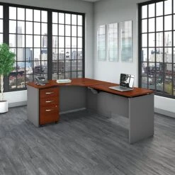 Bush Business Furniture Westfield 60W X 43D Right Hand 3 Position Sit To Stand L Desk W File Cabinet, Hansen Cherry (SRC128HCSU) -Office Supplies Shop sp38463131 sc7