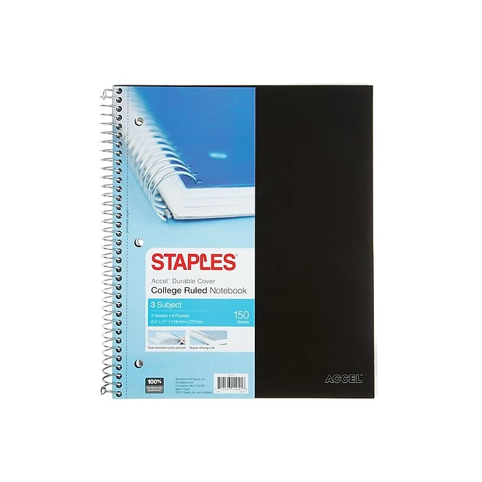 Staples Accel 3-Subject Notebook, 8.5" X 11", College Ruled, 150 Sheets, Assorted (20037M) 7 Staples Accel 3-Subject Notebook, 8.5" X 11", College Ruled, 150 Sheets, Assorted (20037M) - Image 7