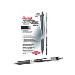 Pentel EnerGel RTX Retractable Gel Pens, Medium Point, Black Ink, Dozen (BL77-A)