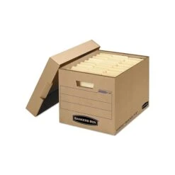 Bankers Box Heavy-Duty Corrugated File Storage Boxes, Lift-Off Lid, Letter/Legal Size, Kraft, 25/Carton (7150001)