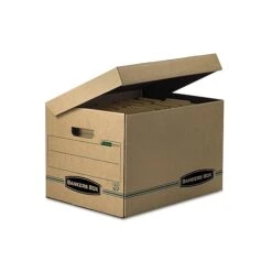 Bankers Box Systematic 100% Recycled Corrugated File Storage Boxes, Flip-Top Lid, Letter/Legal Size, Brown, 12/Carton (12772)