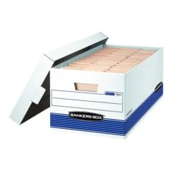 Bankers Box Medium-Duty Corrugated File Storage Boxes, Lift-Off Lid, Letter Size, White/Blue, 20/Carton (0070110)
