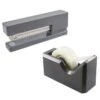 JAM Paper® Office & Desk Sets, 1 Stapler & 1 Tape Dispenser, Grey, 2/Pack (3378gy)