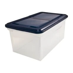 Advantus Extra Capacity File Storage Box With Lid, Letter Size, Clear/Navy (AVT-55797)