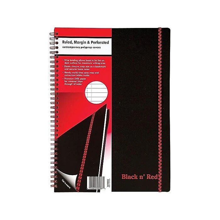 Black N' Red Professional Notebook, 8.25" X 11.75", Wide Ruled, 70 Sheets, Black (E67008) 3 Black N' Red Professional Notebook, 8.25" X 11.75", Wide Ruled, 70 Sheets, Black (E67008) - Image 3