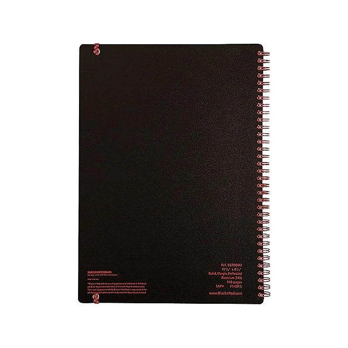 Black N' Red Professional Notebook, 8.25" X 11.75", Wide Ruled, 70 Sheets, Black (E67008) 5 Black N' Red Professional Notebook, 8.25" X 11.75", Wide Ruled, 70 Sheets, Black (E67008) - Image 5