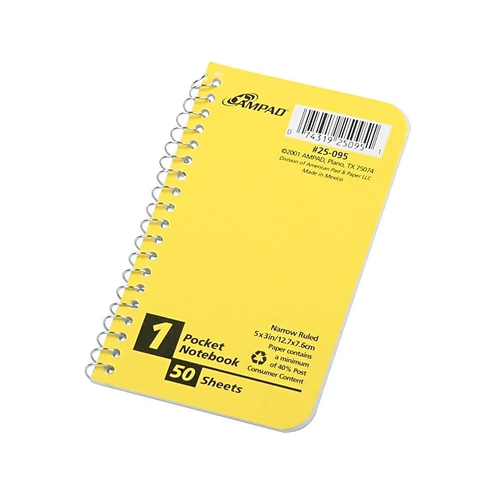Ampad Memo Notebook, 3" X 5", Narrow Ruled, 50 Sheets, Assorted Colors (25-095) 2 Ampad Memo Notebook, 3" X 5", Narrow Ruled, 50 Sheets, Assorted Colors (25-095) - Image 2