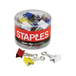 Staples 0.5"W Binder Clips, Micro, Assorted, 100/Pack (15346)