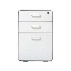 Poppin Stow 3-Drawer Vertical File Cabinet, Mobile/Pedestal, White, Letter/Legal, 20"D (100425) -Office Supplies Shop sp42717550 sc7