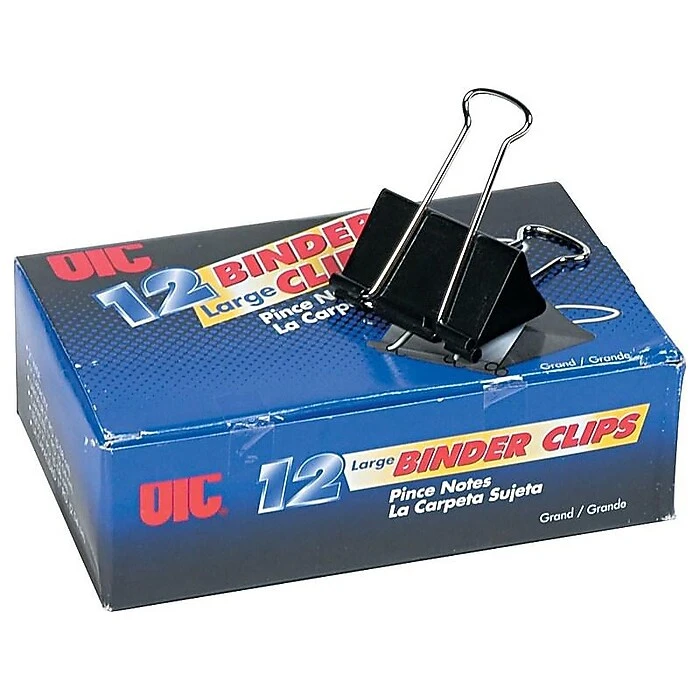 Officemate Binder Clips, Large, Black, 12/Box (99100) 1 Officemate Binder Clips, Large, Black, 12/Box (99100)
