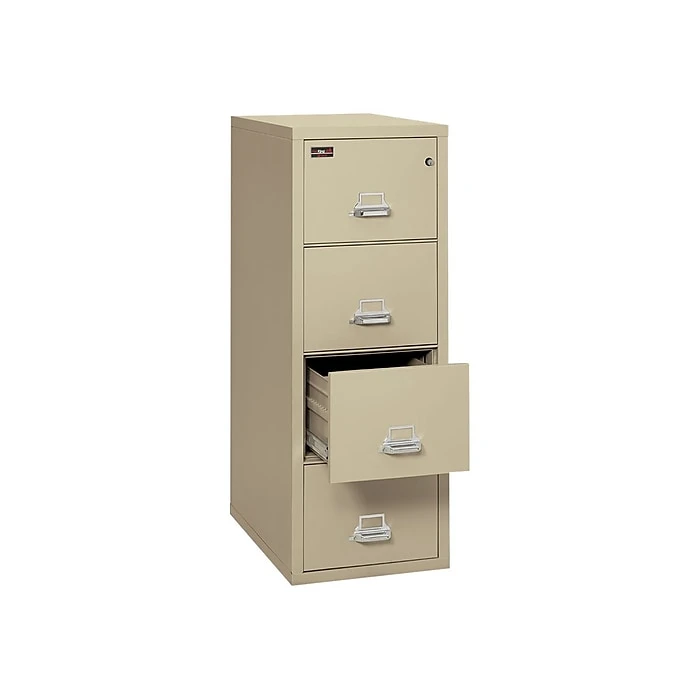 FireKing 2 Hour Rated 4-Drawer Vertical File Cabinet, Fire Resistant, Letter, Beige, 31.19"D (4-1956-2PA) 1 FireKing 2 Hour Rated 4-Drawer Vertical File Cabinet, Fire Resistant, Letter, Beige, 31.19"D (4-1956-2PA)