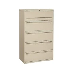HON Brigade 700 Series 5 File Drawer Lateral File Cabinet, Locking, Letter/Legal, Putty/Beige, 42"W (H795.L.L)