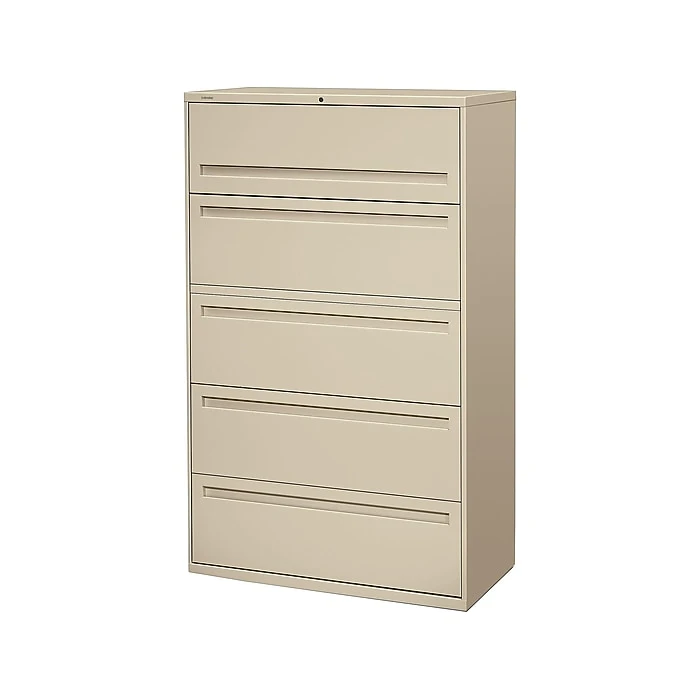 HON Brigade 700 Series 5 File Drawer Lateral File Cabinet, Locking, Letter/Legal, Putty/Beige, 42"W (H795.L.L) 2 HON Brigade 700 Series 5 File Drawer Lateral File Cabinet, Locking, Letter/Legal, Putty/Beige, 42"W (H795.L.L) - Image 2