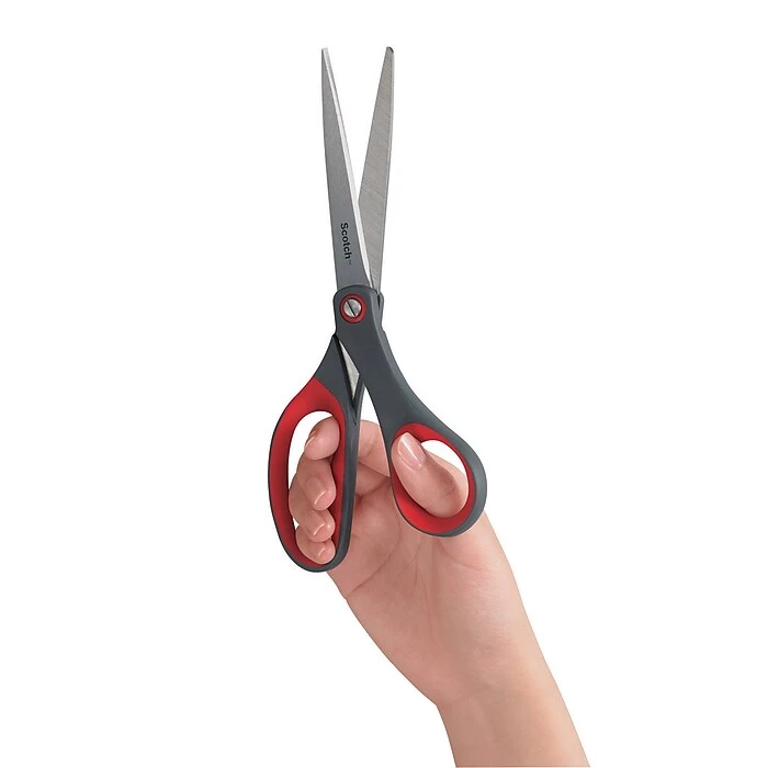 Scotch™ Precision 8" Stainless Steel, Multi-Purpose Heavy Duty Scissors, Sharp Tip, Red/Dark Gray (1448) 2 Scotch™ Precision 8" Stainless Steel, Multi-Purpose Heavy Duty Scissors, Sharp Tip, Red/Dark Gray (1448) - Image 2