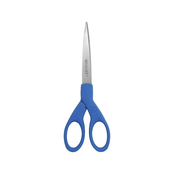 Westcott All Purpose 7" Stainless Steel Scissors, Pointed Tip, Blue (44217) 1 Westcott All Purpose 7" Stainless Steel Scissors, Pointed Tip, Blue (44217)