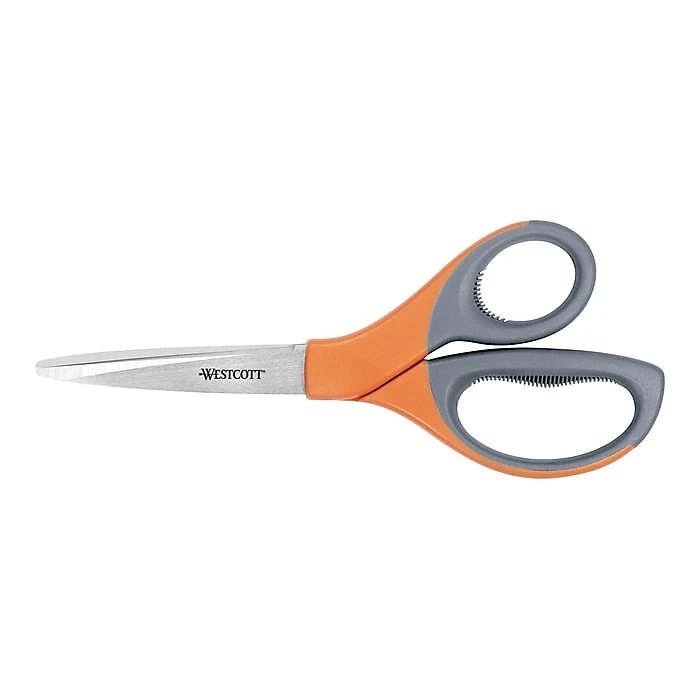 Westcott® Elite 8" Stainless Steel Scissors, Pointed Tip, Orange/Gray (41318) 1 Westcott® Elite 8" Stainless Steel Scissors, Pointed Tip, Orange/Gray (41318)