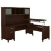 Bush Furniture Somerset 72W 3 Position Sit To Stand L Shaped Desk With Hutch, Mocha Cherry (SET015MR)