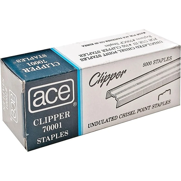 Ace Undulated Clipper Staples, 1/4" Leg Length, 5000 Staples/Box (70001) 2 Ace Undulated Clipper Staples, 1/4" Leg Length, 5000 Staples/Box (70001) - Image 2
